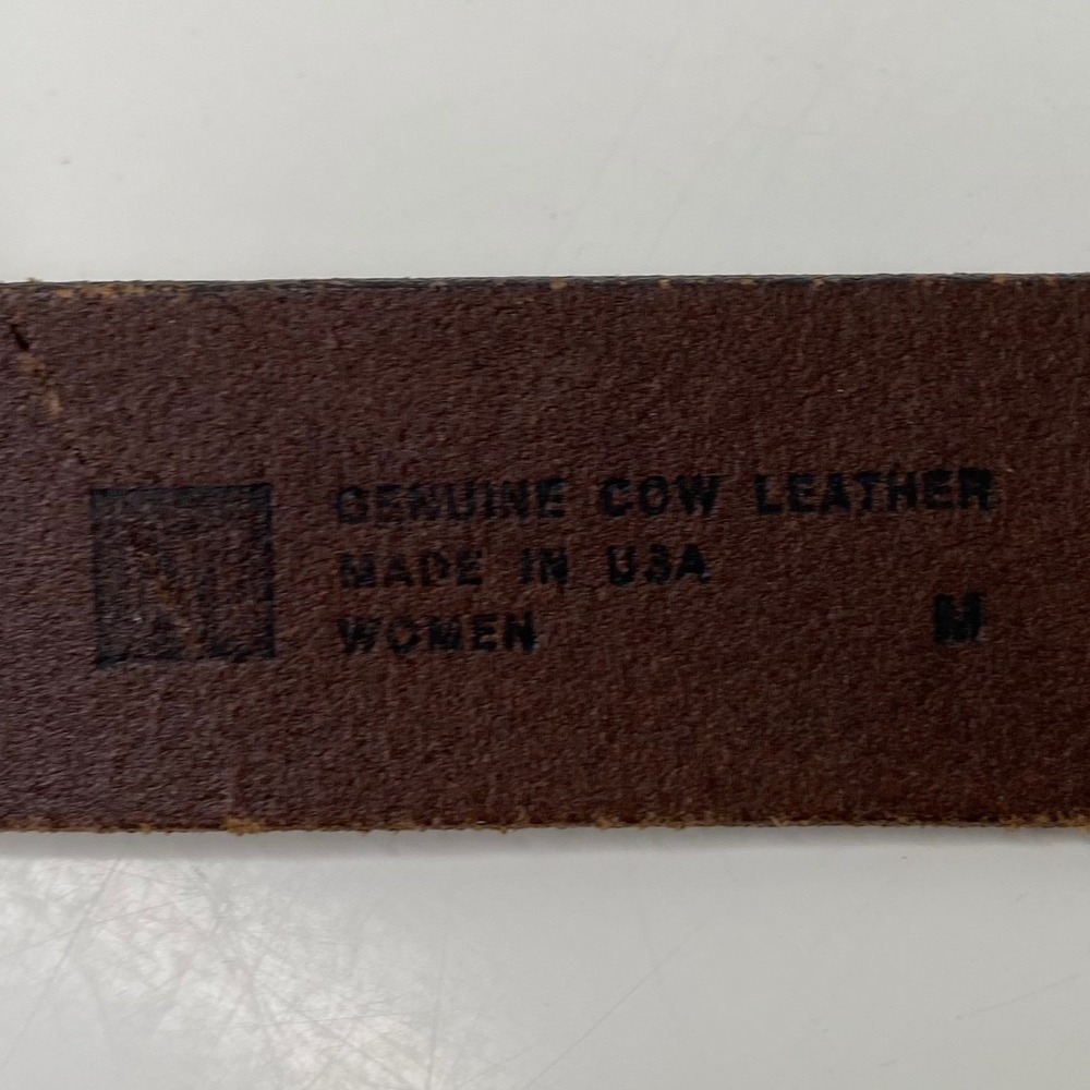 Womens Brown Genuine Leather Embossed Western Belt Silver Oval Buckle M USA - Picture 3 of 10